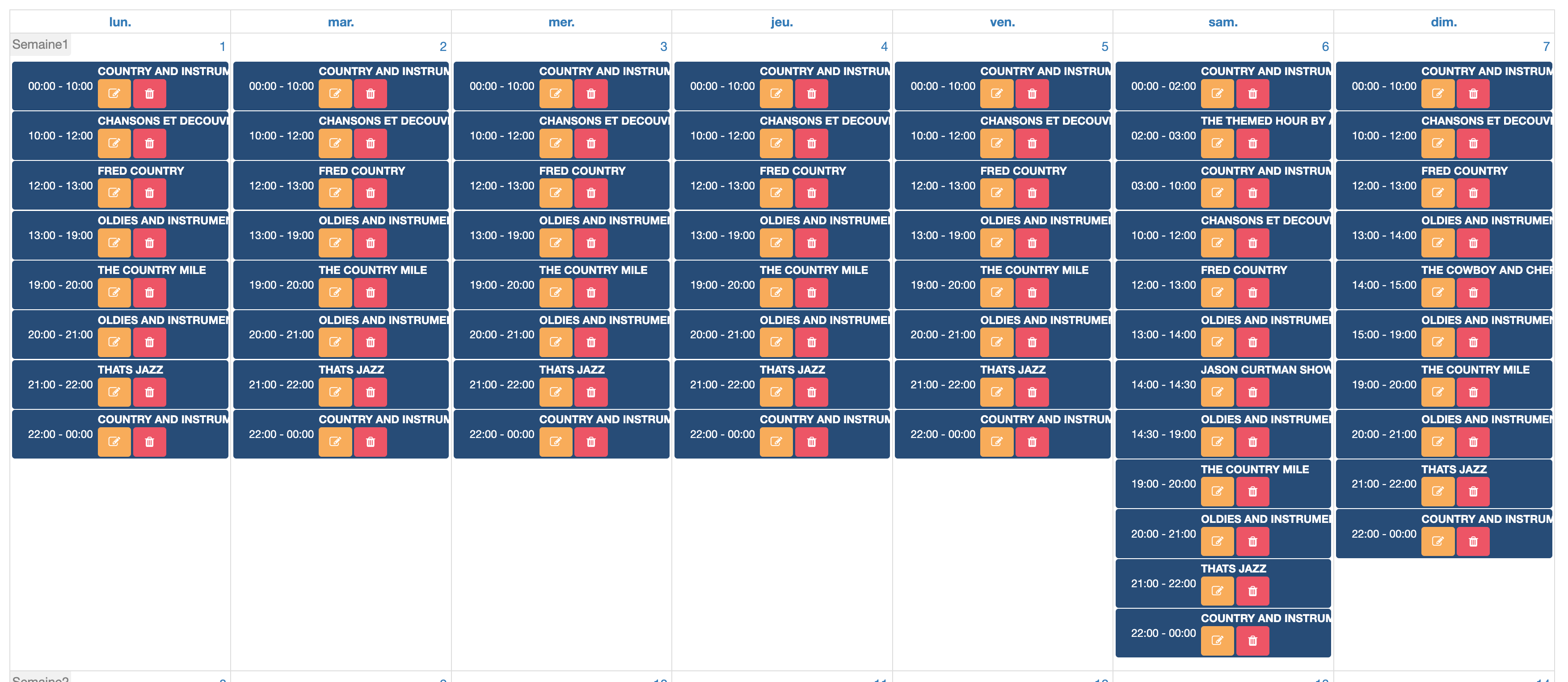 PROGRAM GRID. GRILLE DES PROGRAMMES RADIOSATELLITE