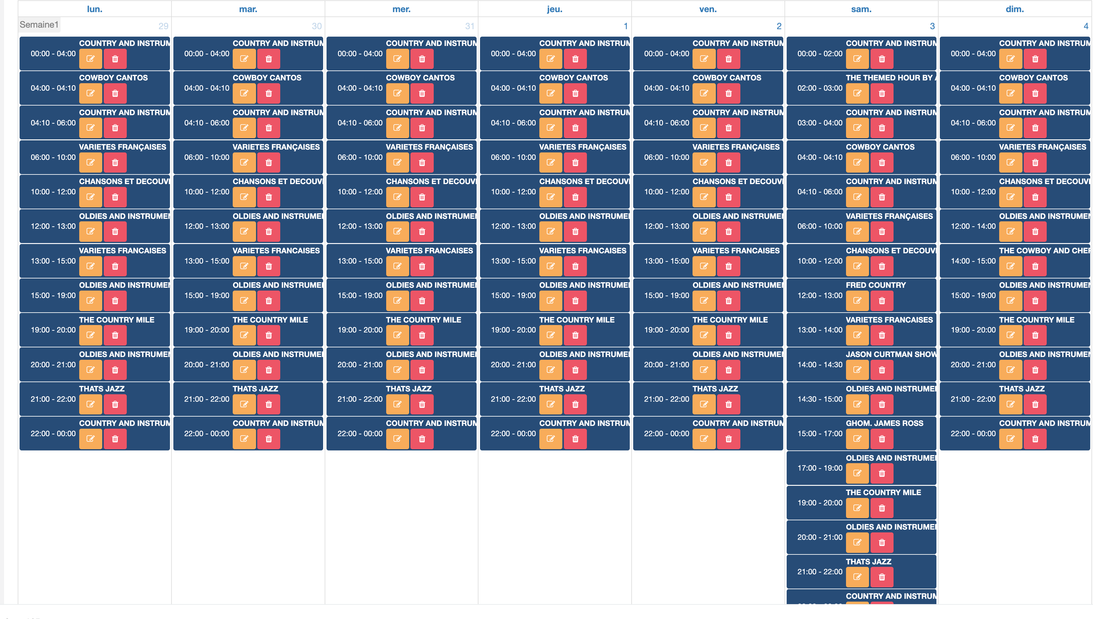GRID RADIOSATELLITE / GRILLE DES PROGRAMMES DE RADIOSATELLITE https://radiosatellite.co https://radiosatellite.eu